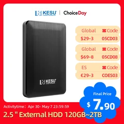 KESU External Hard Drive 2.5" HDD 250gb/500gb/1tb/2tb USB3.0 External Hard Disk Storage Compatible For Desktop/Laptop/MacBook/TV