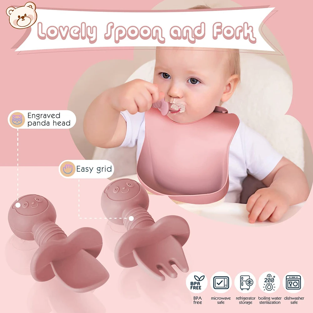 6/8-piece Baby Silicone Dishes Tableware Set