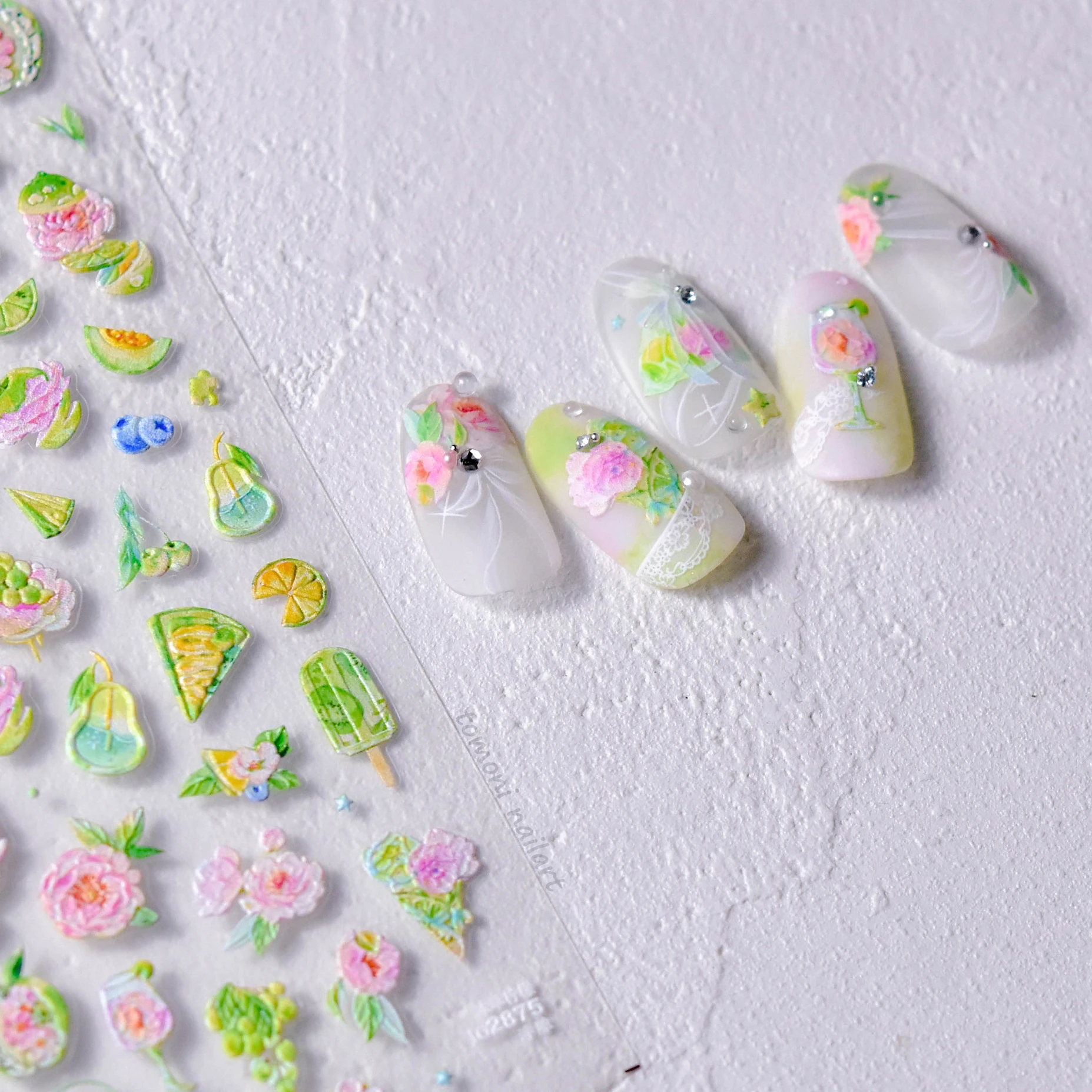 Cute Summer Ice Cream Popsicle Design 5D Soft Reliefs Autoadesivi Nail Art Stickers Fiori Frutta 3D Manicure Decalcomanie All'Ingrosso