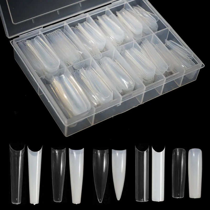 3XL Clear Tapered Square Nail Tips - 240Pcs