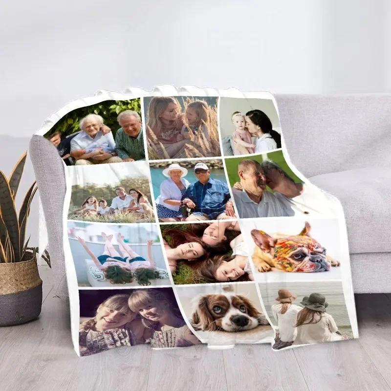 Personalized Photo Collage Blanket - Custom Text and Image Throw, Perfect Birthday Gift