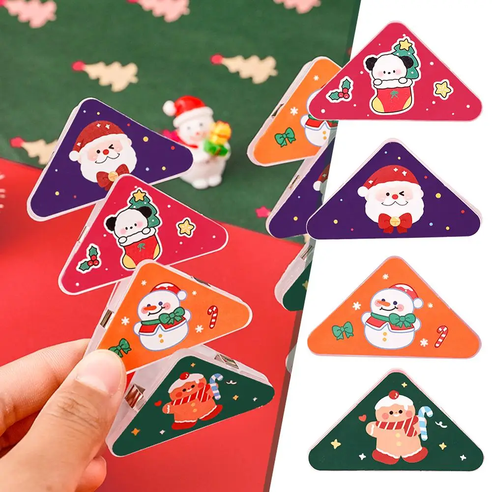 

Christmas Triangular Plastic Clip Photo Folder Note Cute Folder Note Corner Account Clip Corner Decoration Folder Hand Cute P1C7