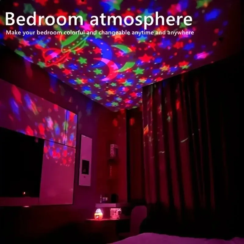 USB Aurora Star Projector with Water Ripple Effect-Dynamic Multi-Color Night Light for Bedroom , 50,000-Hour Geometric Design