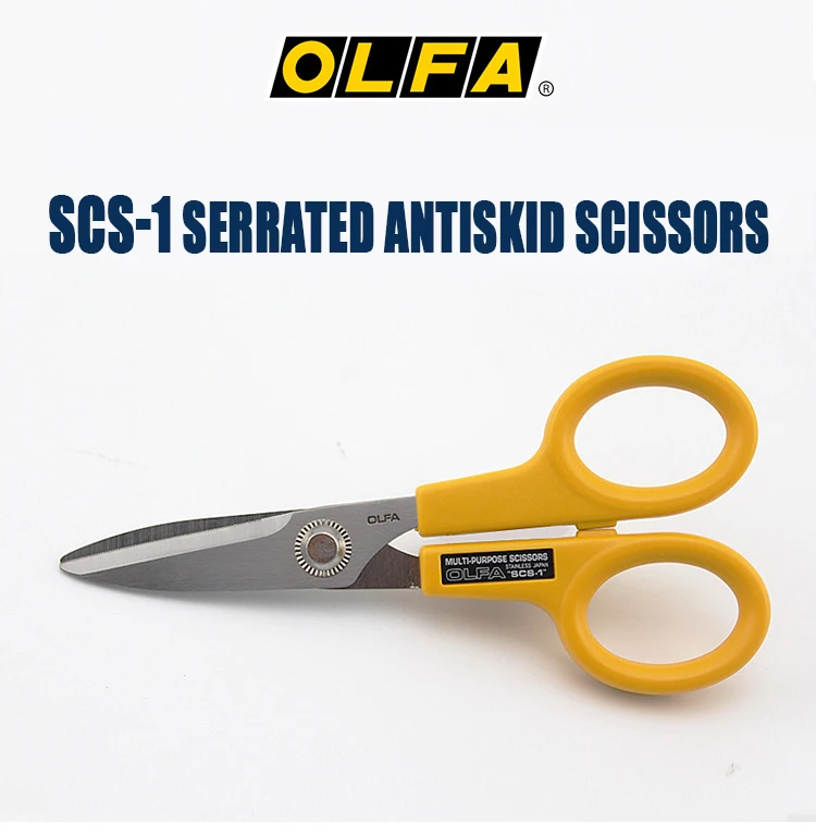 OLFA SCS-3 Fine Serrated Blade Multi-purpose Scissors Stainless Steel  Serrated Anti Slip Scissors Fabric Paper Shearing Tools - AliExpress