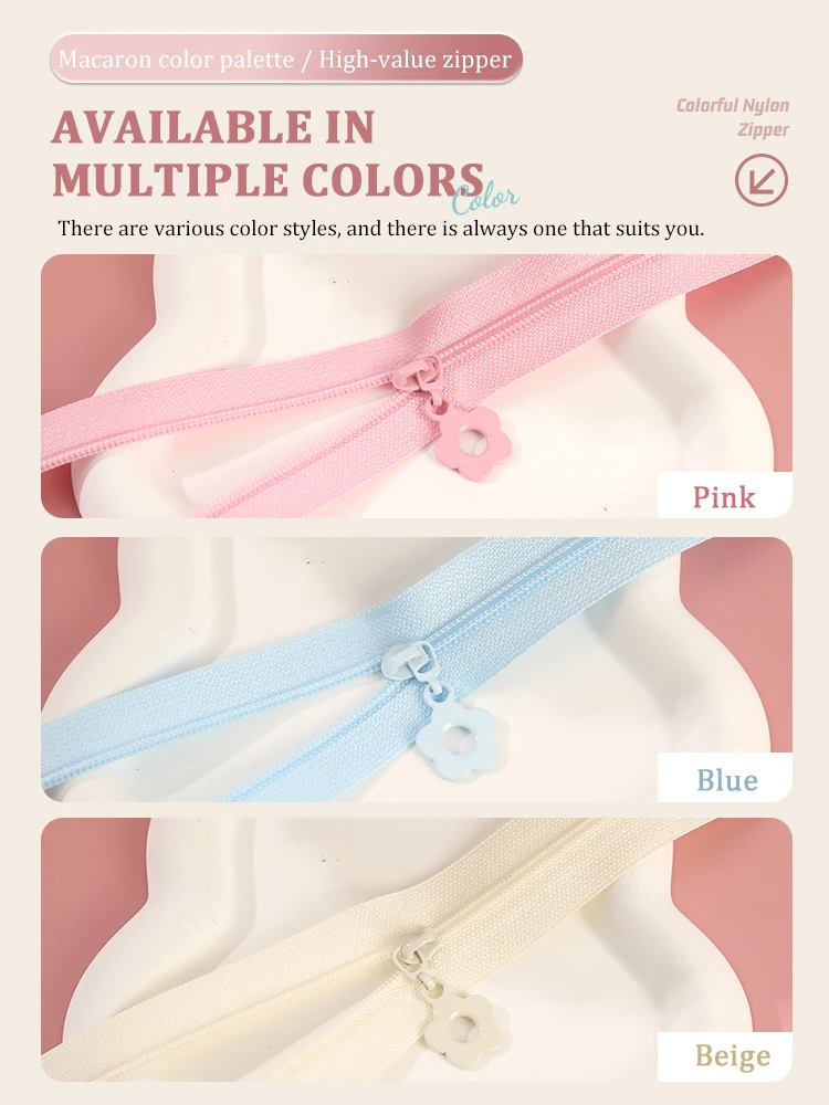 1 Set = 2,0 Meter Reißverschluss + 5 Reißverschlussköpfe, Nylon-Reißverschlussbänder, Heimnähen, DIY-Ersatz, Reißverschluss-Reparaturset, Bekleidungszubehör – Detail 4