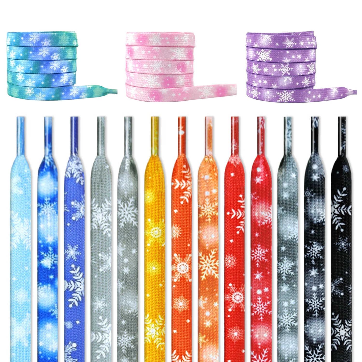 

120cm New High Quality Reflective Snowflake Shoelaces Women Men Green Purple Sports Casual Basketball Shoes Laces