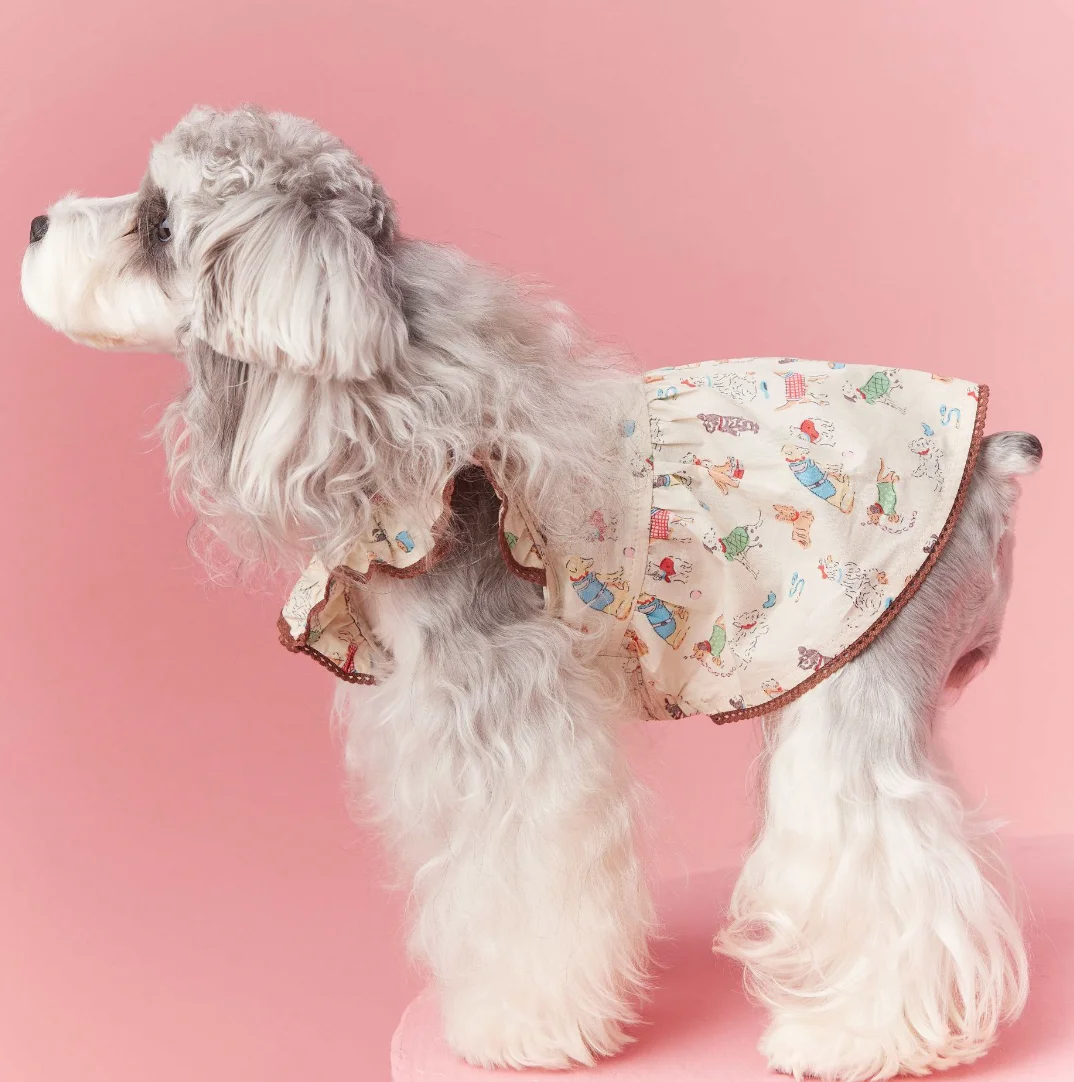 Thin Printed Pet Clothes for Small Dogs, Puppy Clothing, Home Pajamas, Maltese Teddy Schnauzer, Bichon Bear Shirt, Spring