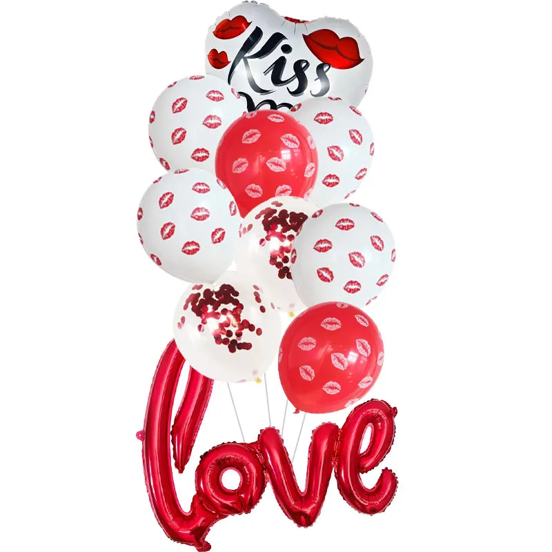 

40 Inch Love Ballon 12 Inch Vermilion Lips Latex Balloons Wedding Decorations Helium Balloon Valentines day Decor Birthday Party