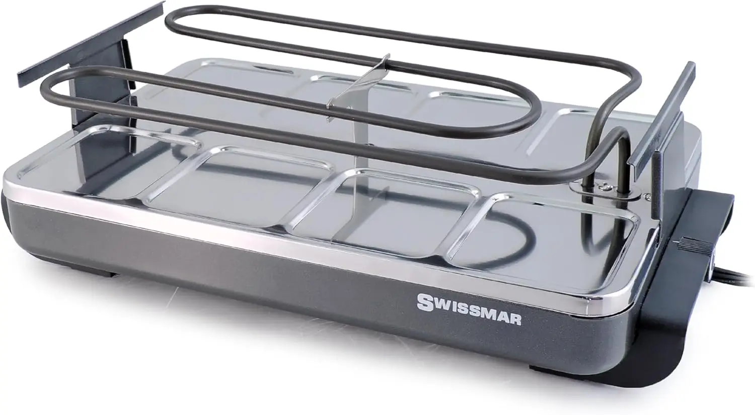77040 Classic 8-Person Raclette with Reversible Cast Iron Grill Plate/Crepe Top, Black