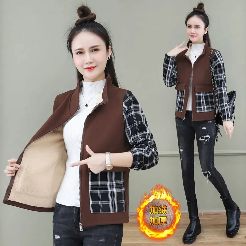 

Plus Velvet Padded Lamb Cashmere Sweater Coat Women's Autumn Winter New Plus Size 4XL Short Cardigan Zipper Cashmere Jacket
