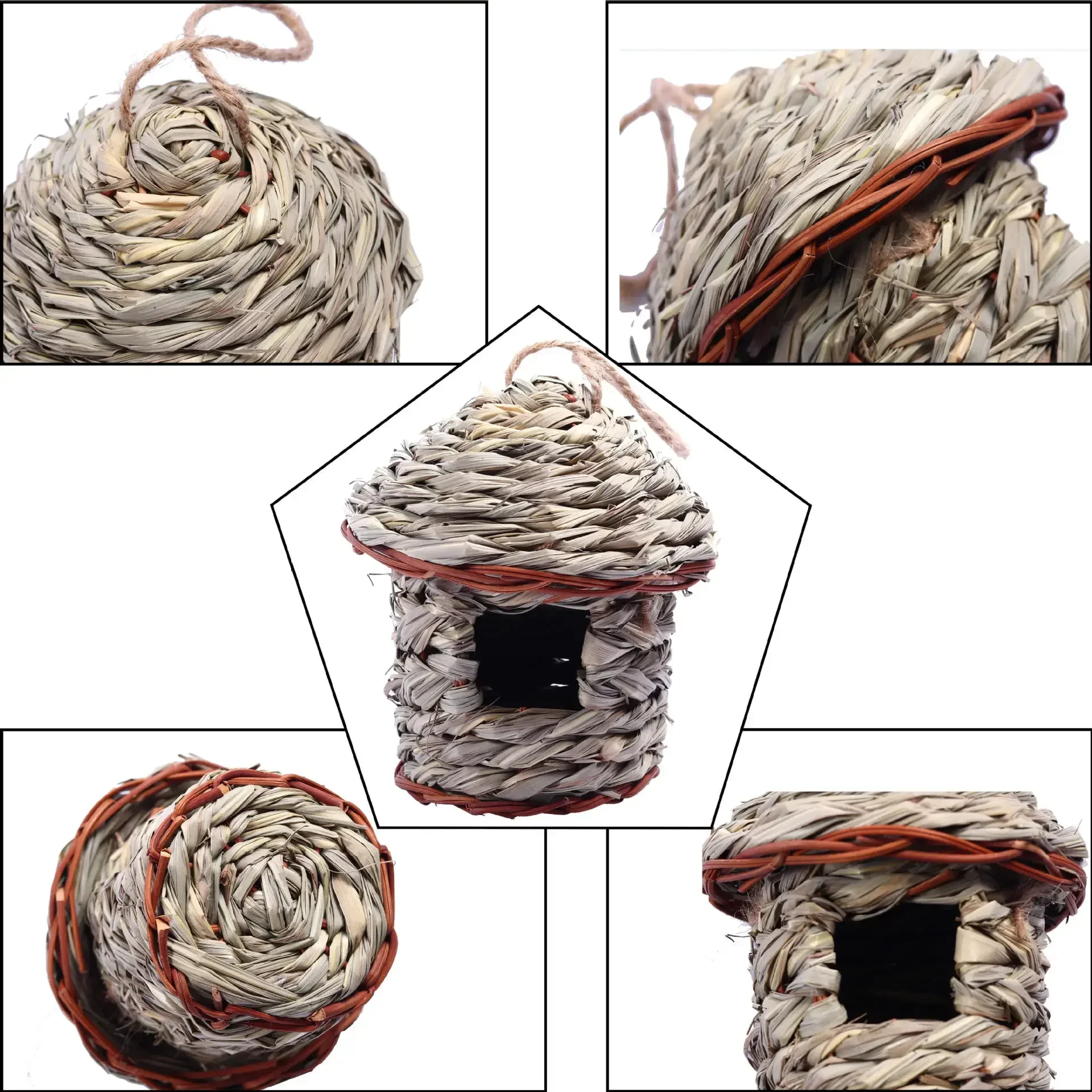 Square Mouth Spherical Woven Hanging Bird's Nest Creative Outdoor Garden Birdhouse Hatching Breeding House Nest Bird Accessories