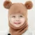 Winter Warm Children Balaclava Hats Hooded Scarf Baby Thicken Windproof Ear Protect Pompom Hats Kids Hooded Scarf for Boys Girls 4