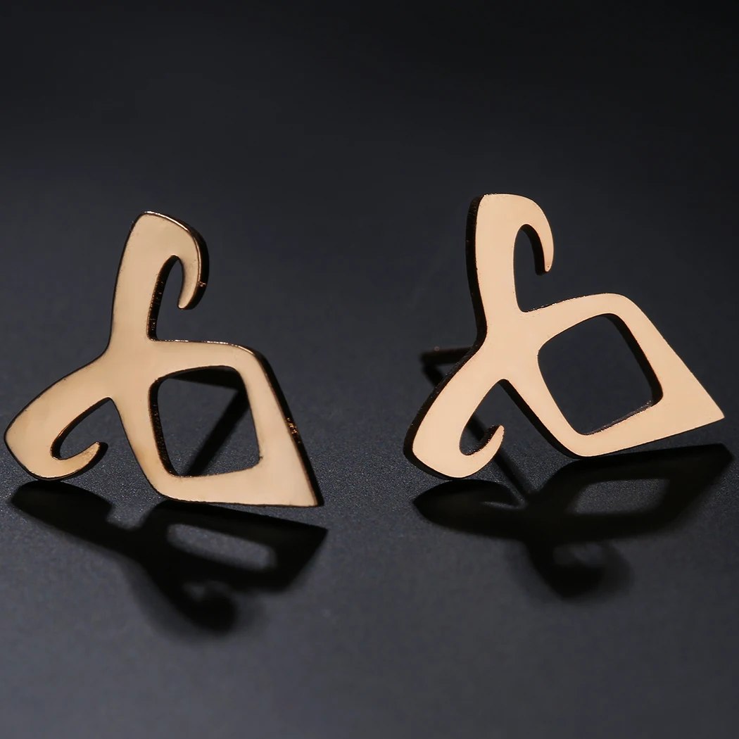 QIAMNI Stainless Steel Minimalist Geometric Parabatai Runes Stud Earrings Fashion Shadowhunters Angelic Power Jewelry Gift Charm 3