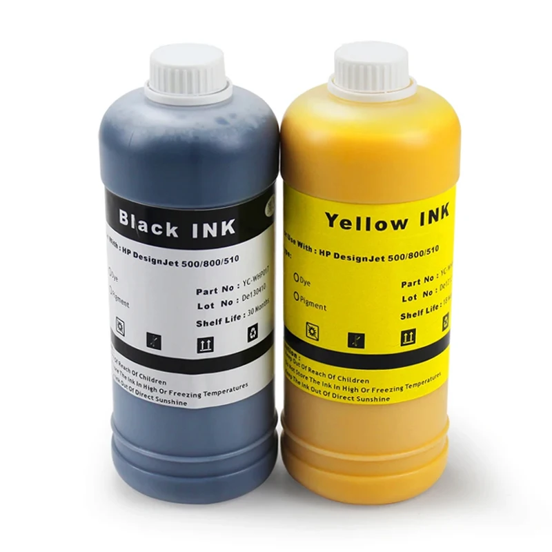 1000ml/bottle 4 Colors For HP82 Pigment Ink For HP500 HP800 for HP 82 for HP Designjet 500 500ps 800 800ps Printer 1000ML