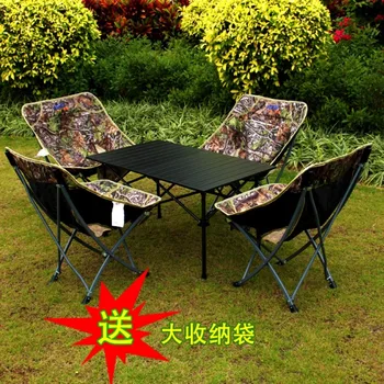 야외 접이식 알루미늄 합금 테이블 및 의자 세트, 캠핑 휴대용 에그 롤 테이블, Pliante Mesa 접이식 야외 가구