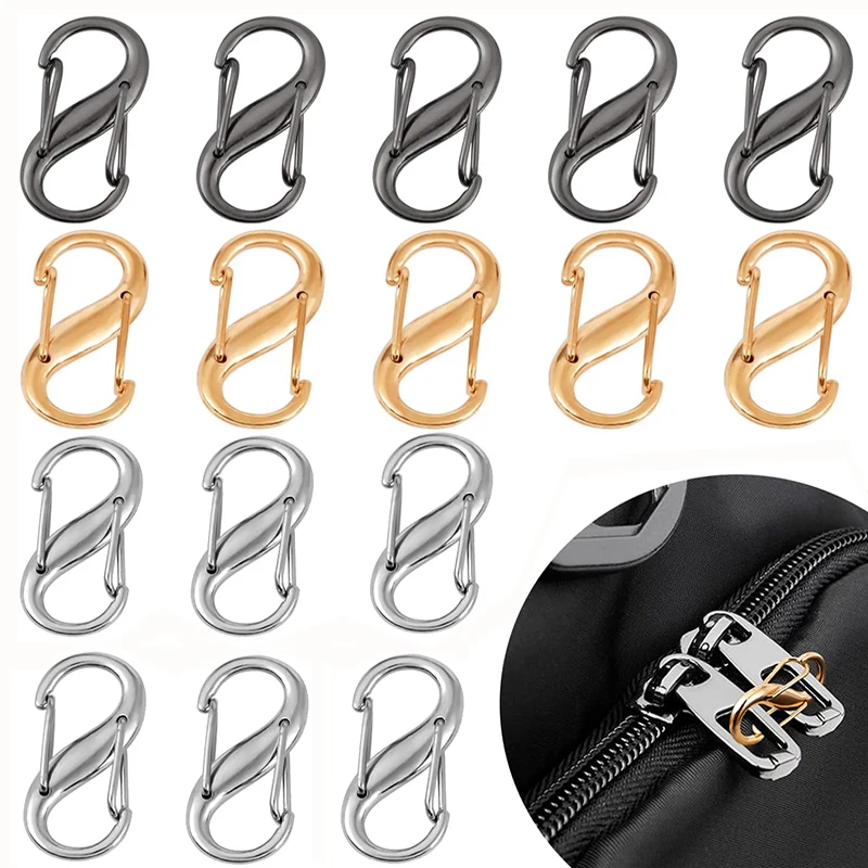 10/5Pcs Zipper Locks Zipper Pull Replacement Clips Anti Theft Double Opening Purse Lock Backpacks Luggage Zipper Puller