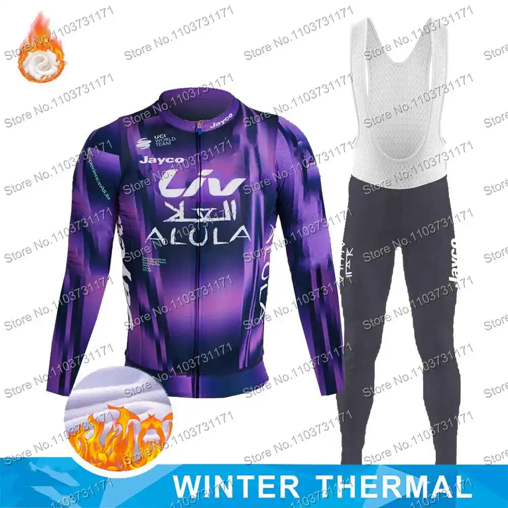 Winter Fleece Team Jayco Alula Cycling Jersey Set Thermal Liv Jayco Alula Australia Clothing Bike Wear MTB Maillot Ropa