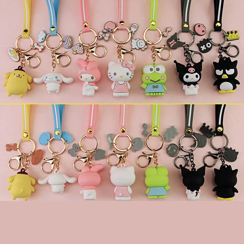 

Kawaii Hello Kitty Sanrio Keychain Cute Kuromi My Melody Keroppi Cinnamoroll Figure Anime Toys for Girls Creativity Gifts