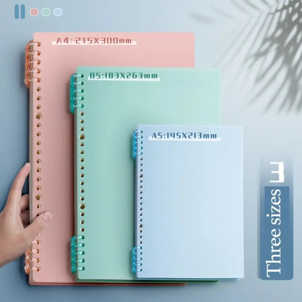 4Pcs A4 A5 B5 Loose-leaf Book PP Cover Colorful Binder Spiral Ring Transparent Plastic Cute Stationery Office School Supplies loose leaf book cover