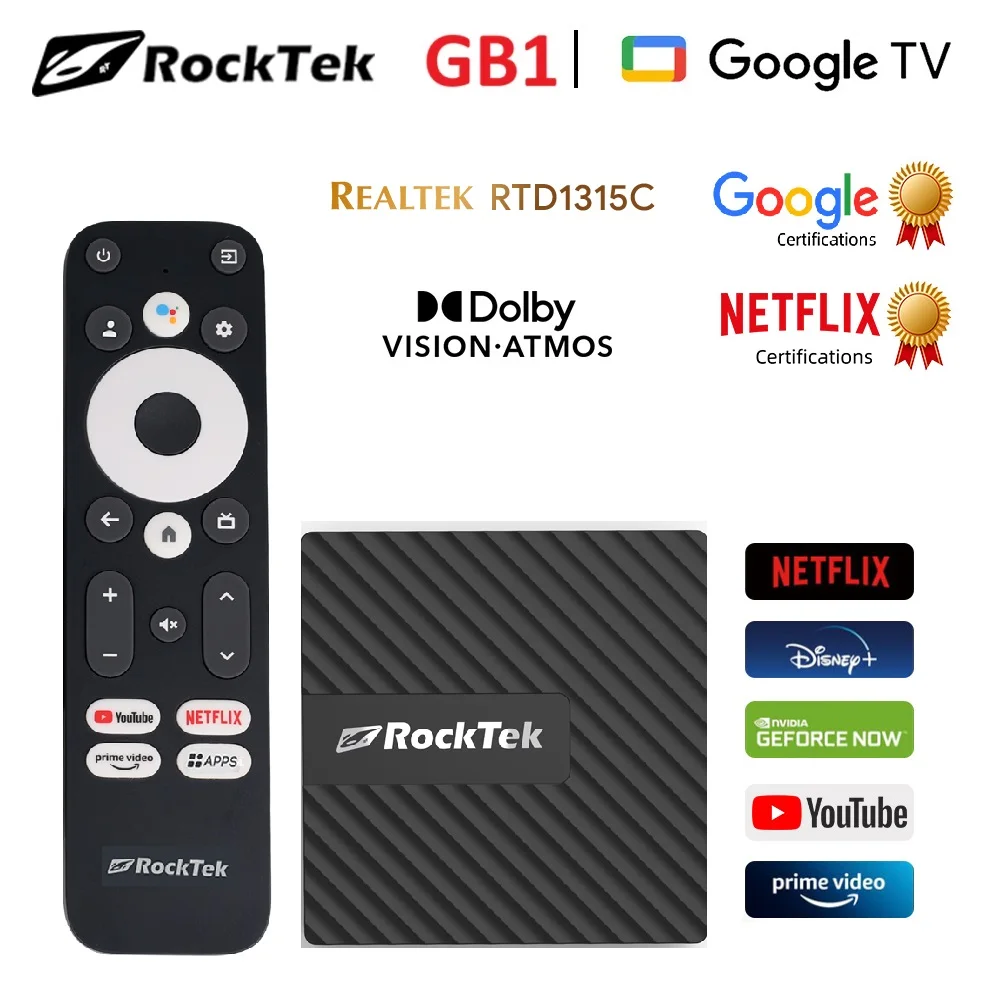 RockTek GB1 TV Dongle with Netflix Google Certified 2GB DDR4 32G