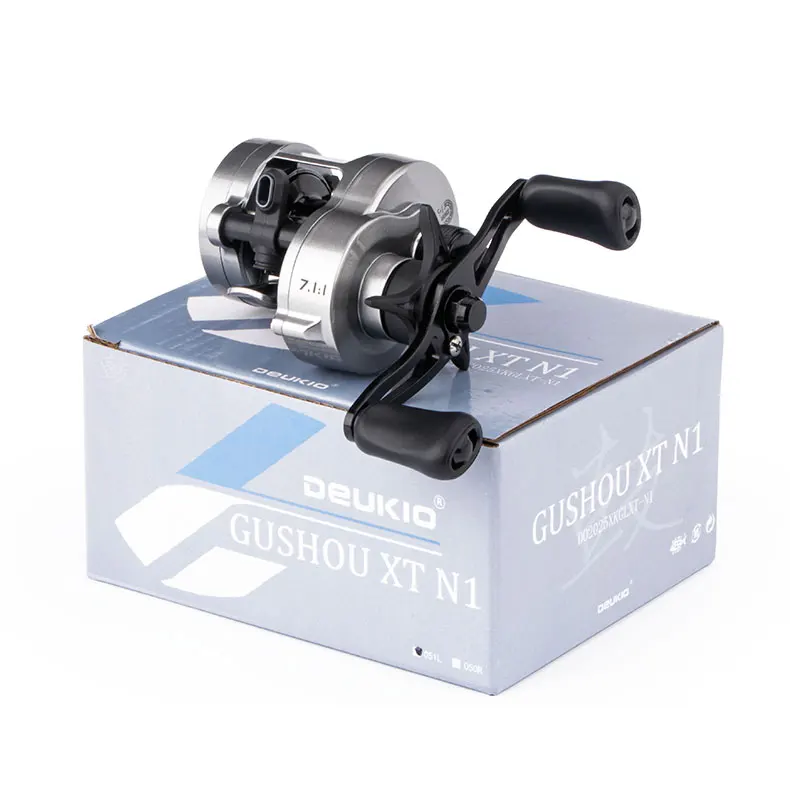 DEUKIO 2026 Angelrolle, Baitcasting-Rolle mit 5kg Bremskraft, 5+1BB, Aluminiumlegierungsgriff mit Gummiknöpfen – Detail 12