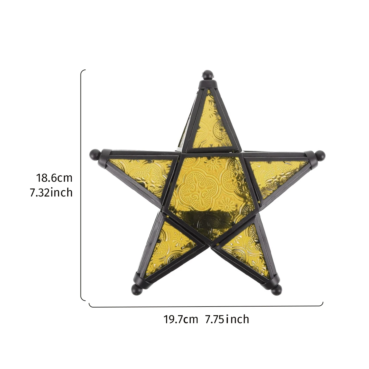 1 piece forged iron painted glass five-pointed star hanging candlestick, suitable for home and restaurant decoration