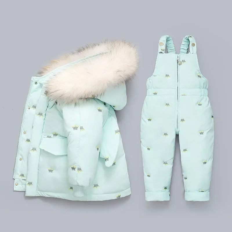

Children Down Coat Jacket+jumpsuit Kids Toddler Girl Boy Clothes Down 2pcs Winter Outfit Suit Warm Baby Overalls Clothing Sets