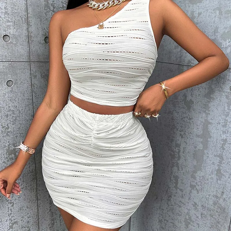 Sexy Crop Tops 2 Piece Sets Outfits Y2K Streetwear 2024 Summer New Women Clothes Club Party Dress Top Two Piece Skirt Sets