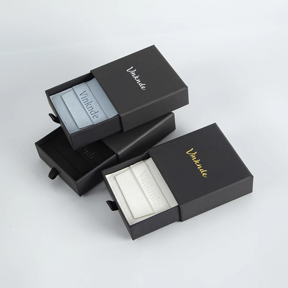 Personalized Logo 8x8cm Jewelry Bag and 9x9x2.5cm Black Custom Drawer Paper Box Print Ring Packaging Gift Pouches Wedding Favor