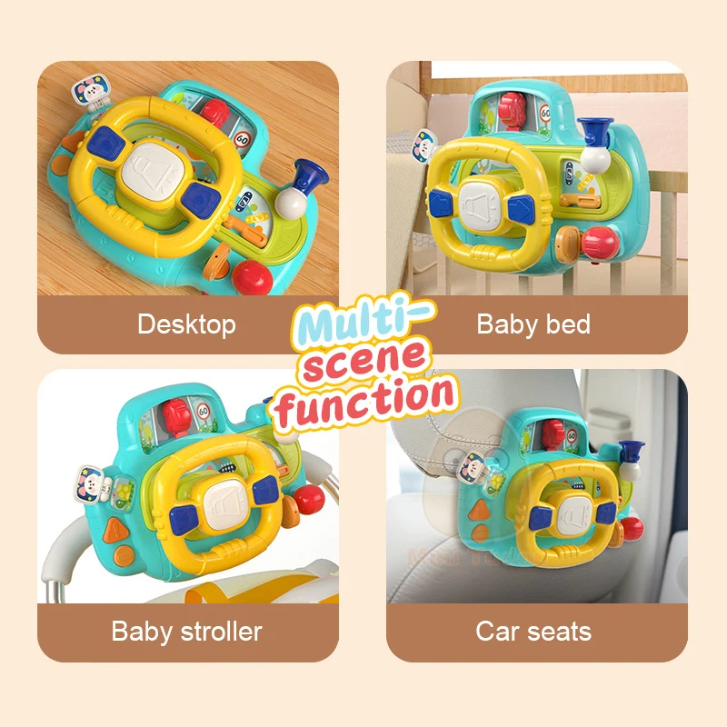 Baby Stroller Toy Simulational Steering Wheel Eletric Music Light Sound Car Copilot Desk Game Early Educational Toys For Childre
