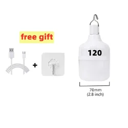 Rechargeable LED Camping Lantern with High Brightness and Hook - 120W