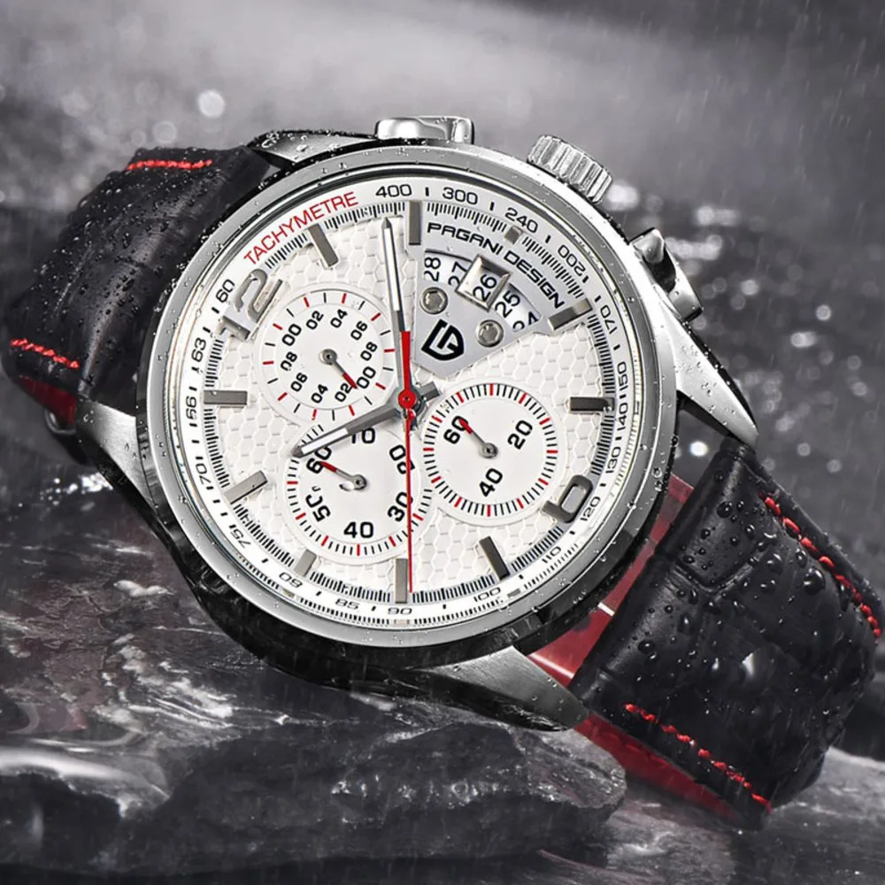 PAGANI DESIGN Watch For Men Luxury Top Brand Chronograph Luminous Date 30M Waterproof Clock Leather Strap Men Watch Reloj Hombre