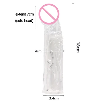 7cm Penis Crystal Extender Sleeve Reusable Condoms Delay Ejaculation Cock Rings Prostate Massager Sex Toys For Men Sex Products 2