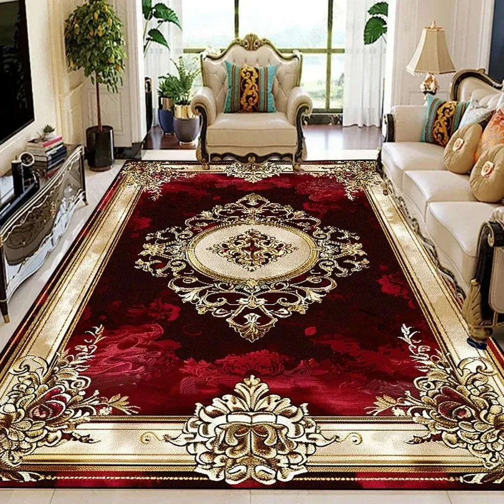VIKAMA Flannel Carpet Boho Persian Vintage Mat Coffee Table Sofa Bedroom Mat Living Room Blanket Large Rug Washable Home Decor