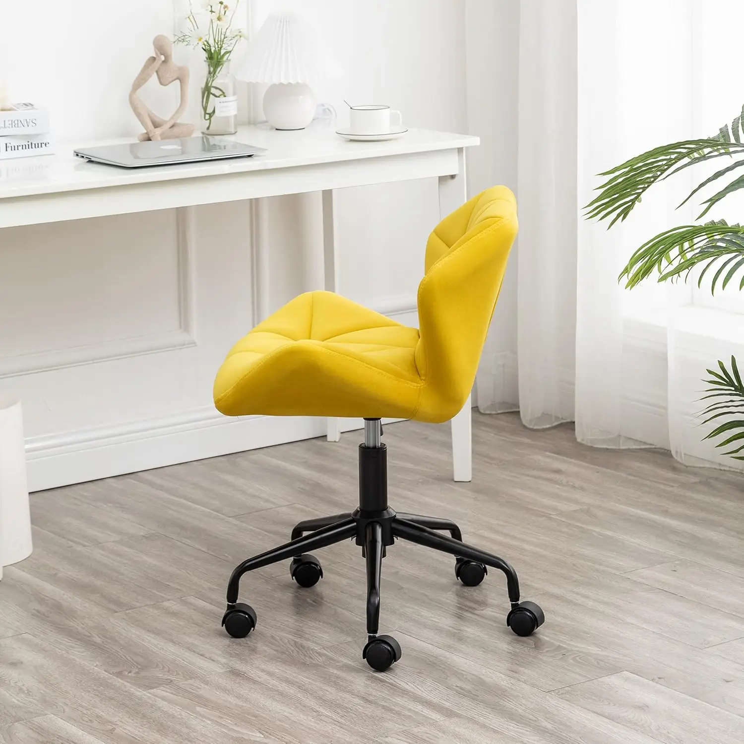 Eldon Diamond Tufted Adjustable Swivel Office Chair, Yellow 4