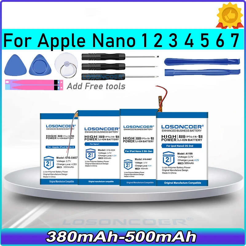 

616-0640 616-0639 450mAh Battery For Apple iPod Nano 7th 7 Gen A1446 3 3G 3rd 3Gen Generation 3TH A1236 1 2 A1199 4 5 5th 6 6th