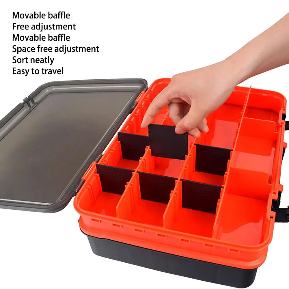 Caja de almacenamiento de aparejos de pesca, accesorio portátil  multifuncional de doble capa con divisores ajustables, piezas de pesca -  AliExpress