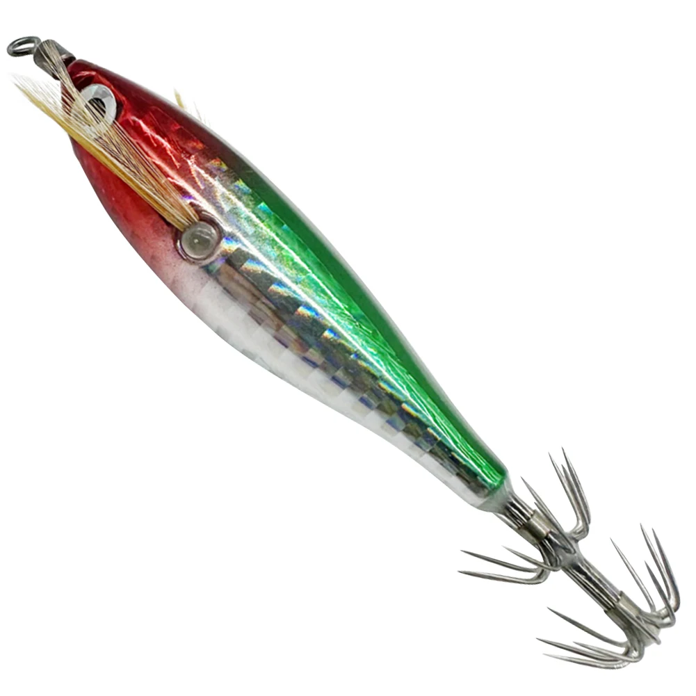 1-30 Stück Holz garnelen köder 5,5g laser leuchtend schwimmend egi locken Tintenfisch Jigging Garnelen haken für Tintenfisch Tintenfisch Fisch köder – Detail 12