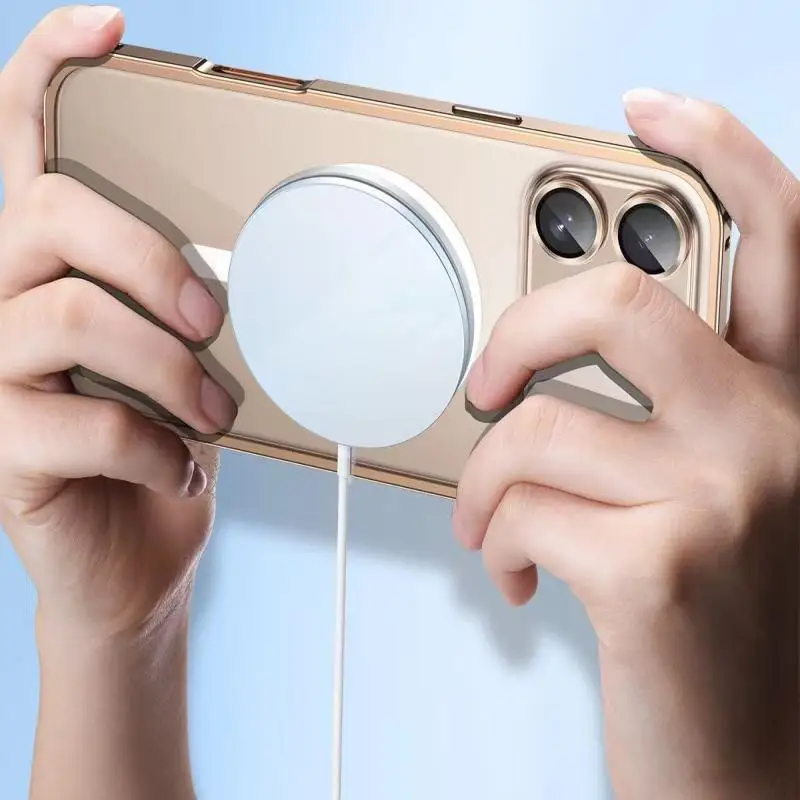 Premium Semi-Transparent Aluminum Alloy Case for Magnetic Wireless Charging
