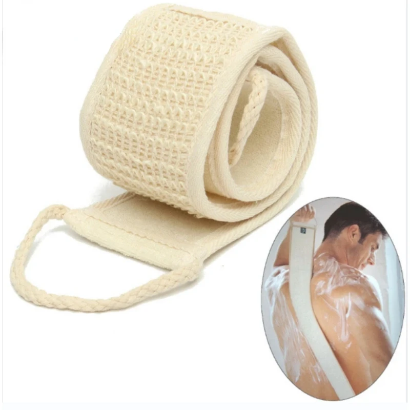 Natural Cotton Linen Long Strip Bath Towel Powerful Exfoliating Back Massage Rubbing Shower Brush Body Scrubber Cleaning Tool 3