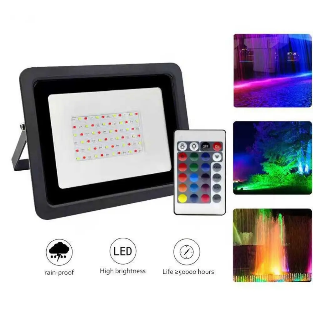 실외 보안 방수 LED 투광 조명, 150 ° 각도 조절 가능, 밝은 RGB 컬러 조명, 실외 실내 조명, 20W