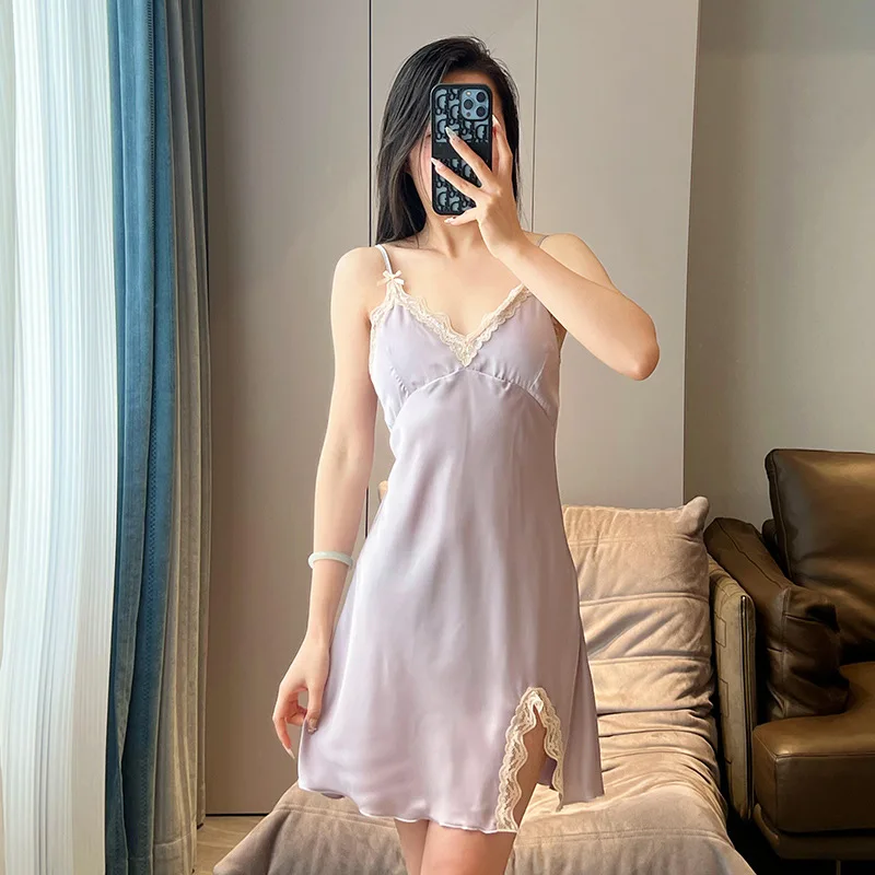 

Ночнушка FZSLCYIYI, Женская кружевная ночная рубашка, летняя ночная рубашка, домашняя одежда