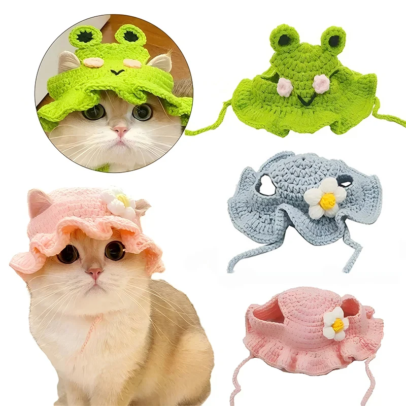 Cat Hat Hand-made Elastic Woven Cap Pet Hat Puppy Kitten Headwear Knitted Hat Party Photo Shoot Props Decoration Cat Accessorie Cat Hat Hand-made Elastic Woven Cap Pet Hat Puppy Kitten Headwear Knitted Hat Party Photo Shoot Props Decoration Cat Accessorie