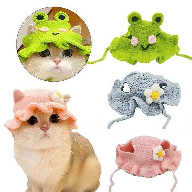 Cat Hat Hand-made Elastic Woven Cap Pet Hat Puppy Kitten Headwear Knitted Hat Party Photo Shoot Props Decoration Cat Accessorie Cat Hat Hand-made Elastic Woven Cap Pet Hat Puppy Kitten Headwear Knitted Hat Party Photo Shoot Props Decoration Cat Accessorie