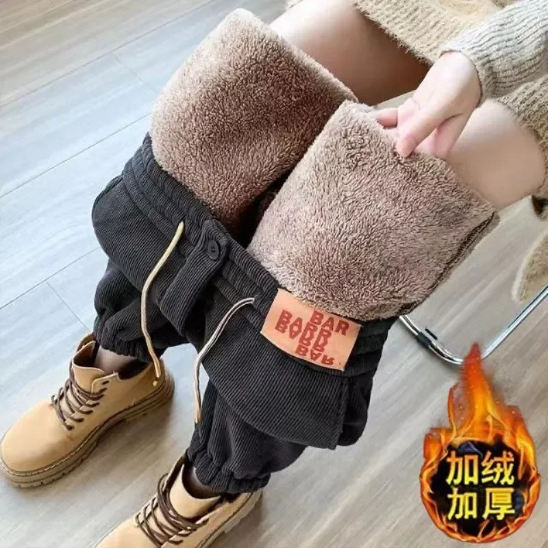 

Thick Women's Plush Pants Winter New Loose Versatile Extra Thick Warm Pants Extra Thick Lamb Fleece Women's Harlan Pants