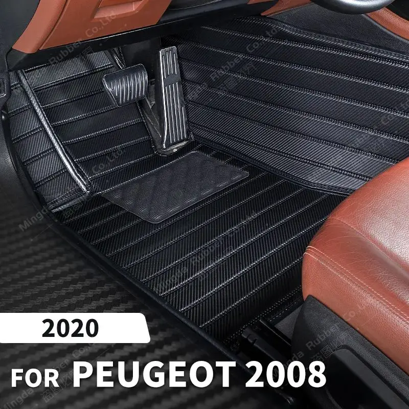 

Напольные коврики из углеродного волокна под заказ для Dongfeng Peugeot-2008 2020, коврик для ног, аксессуары для салона автомобиля