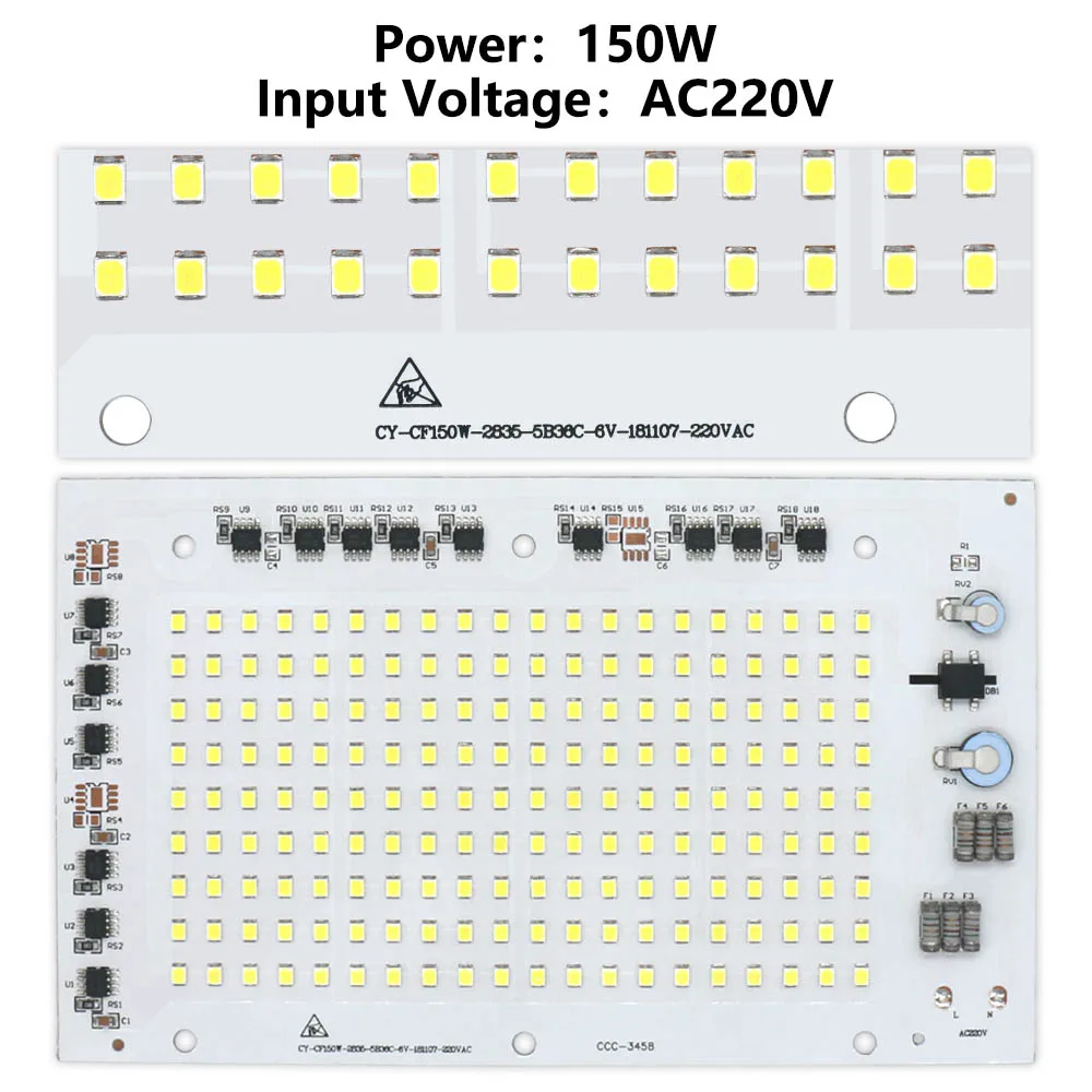 SMD 2835 Aluminum Plate LED Chip 100W 150W Light board Beads AC 220V-240V Led Floodlight Lamp DIY For Outdoor Lighting Spotlight