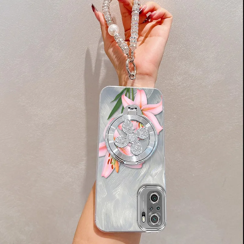 Pink Flowers Phone Case Set with Lanyard & Stand - 3 Piece Collection