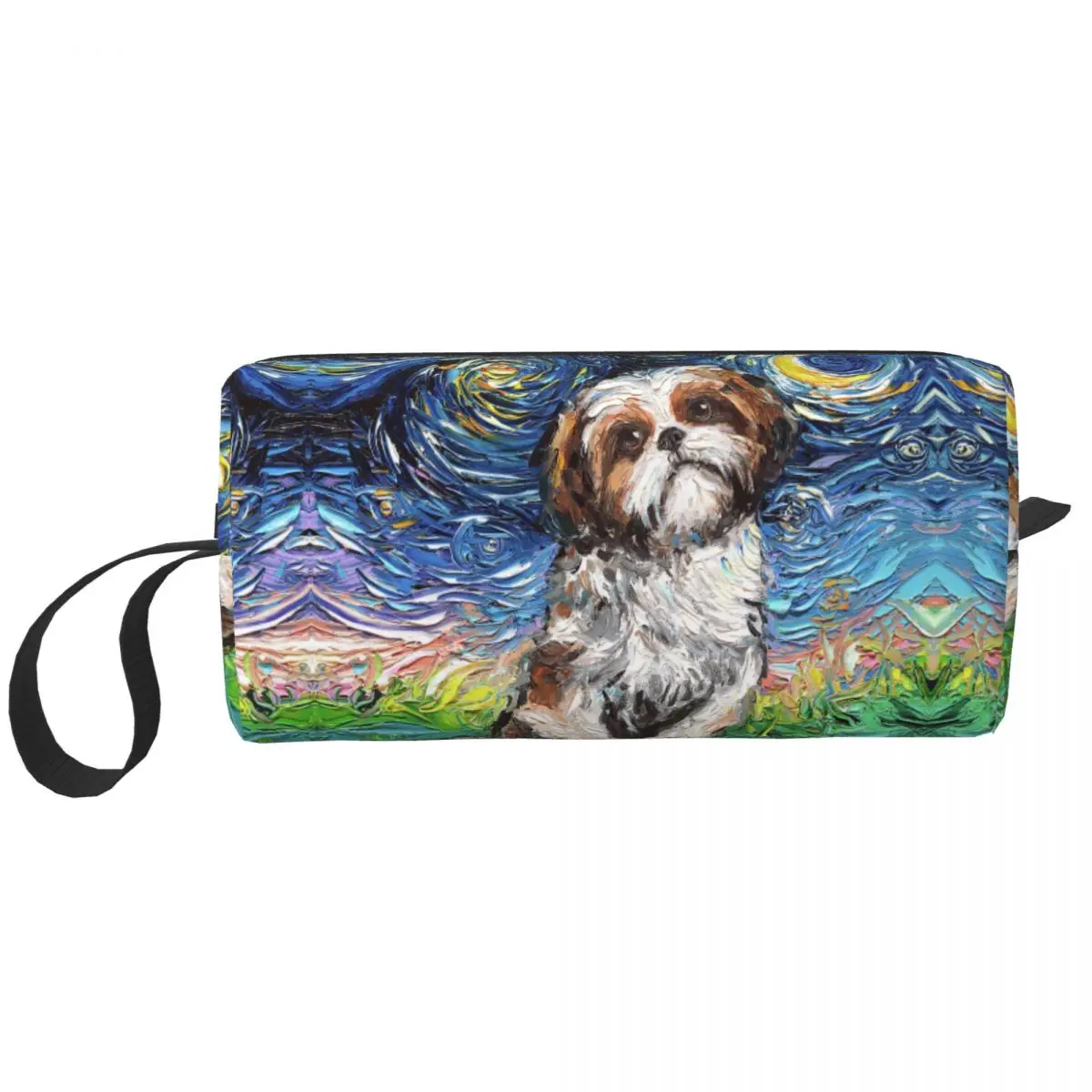 

Косметичка Shih Tzu с изображением звездной ночи, женская модная вместительная косметичка для домашних животных, женская косметичка