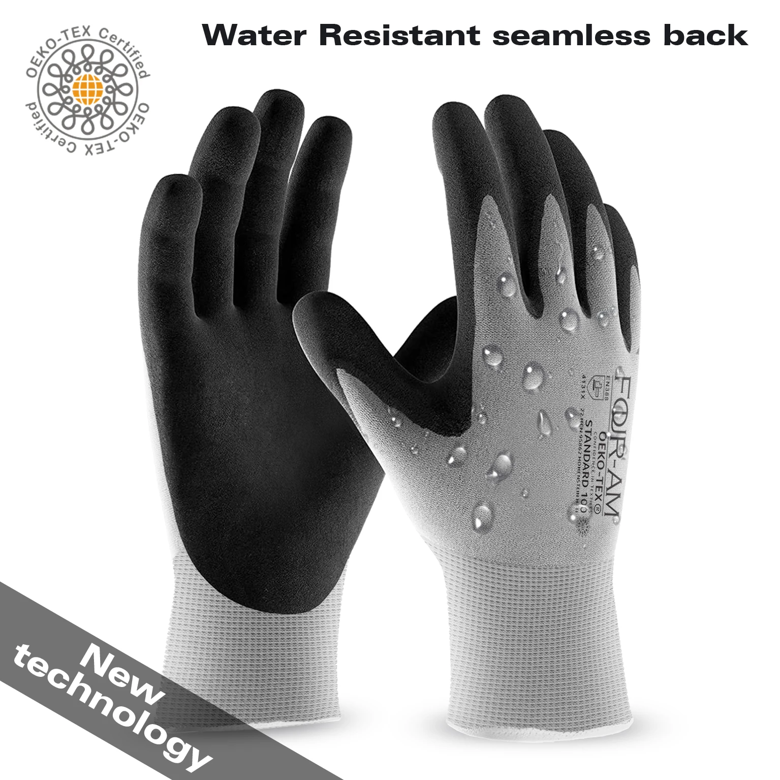 Quick Water Repellent Nylon Work Gloves - Lightweight MicroFoam Nitrile Coating for Home, Garden, and Construction